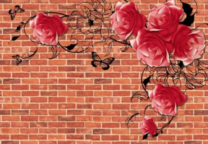Roses Brick Wall Background(1630WM) - Image 2