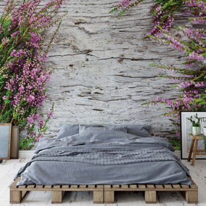 Flowers Heather Rustic Wood Texture(1637WM)