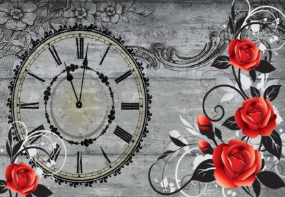 Clock And Roses Vintage Wood And Floral Design(1790WM) - Image 2