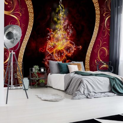 Luxury Red And Gold Flower Design(1820WM)