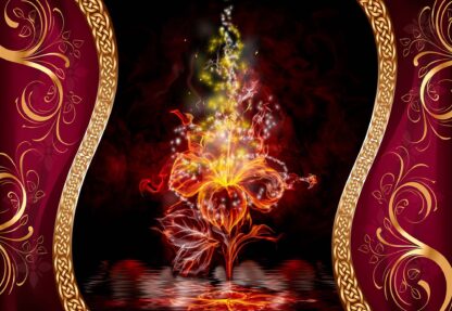 Luxury Red And Gold Flower Design(1820WM) - Image 2