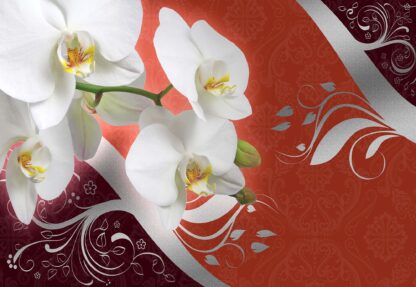 Orchids And Swirls Red Floral Design(1821WM) - Image 2