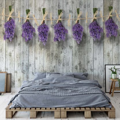 Lavender Bunches On Wood Plank Wall Vintage Style(1984WM)