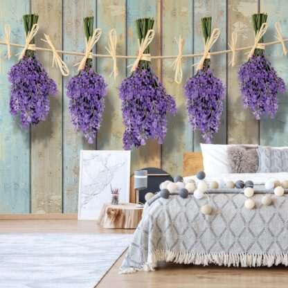 Lavender Bunches On Painted Wood Plank Wall Vintage Style(1985WM)
