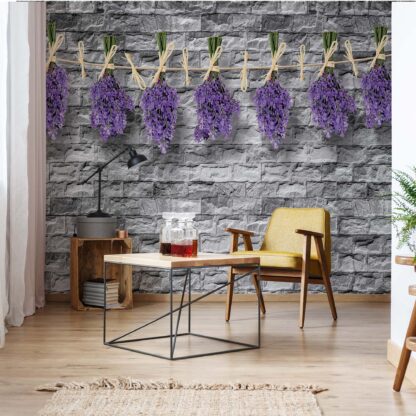 Lavender Bunches On Brick Wall Vintage Style(1986WM)