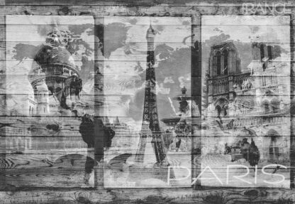Vintage Paris World Map Black And White(1990WM) - Image 2
