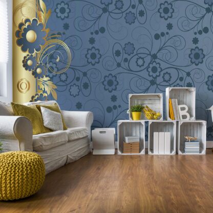 Blue And Gold Floral Design(2028WM)