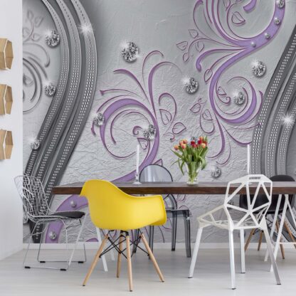 Ornamental Silver And Purple Swirl Design(2043WM)