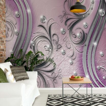 Ornamental Silver And Purple Swirl Design(2047WM)