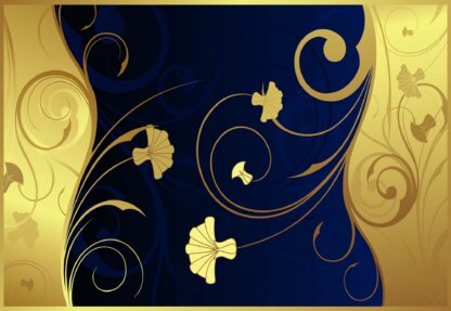 Luxury Gold And Blue Floral Swirl Design(2052WM) - Image 2