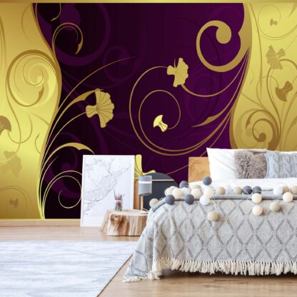 Luxury Gold And Purple Floral Swirl Design(2054WM)