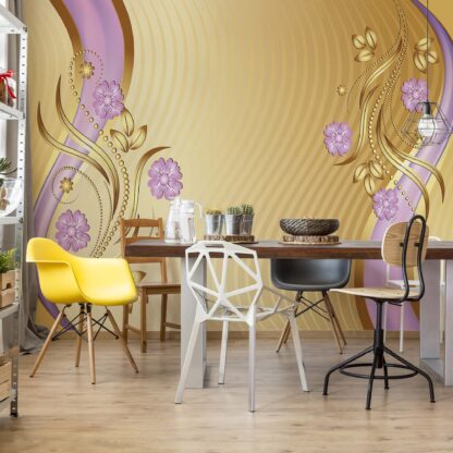Luxury Ornamental Floral Design Purple And Gold(2139WM)
