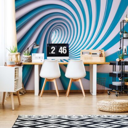 3D Swirl Tunnel Blue And White(2150WM)