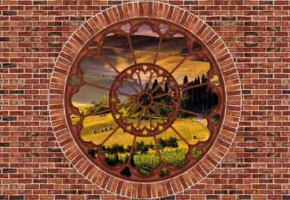 Tuscan Countryside Ornamental Window View Brick Wall(2181WM) - Image 2