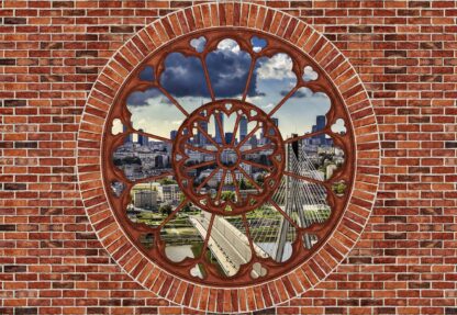 Warsaw City Skyline Ornamental Window View Brick Wall(2182WM) - Image 2