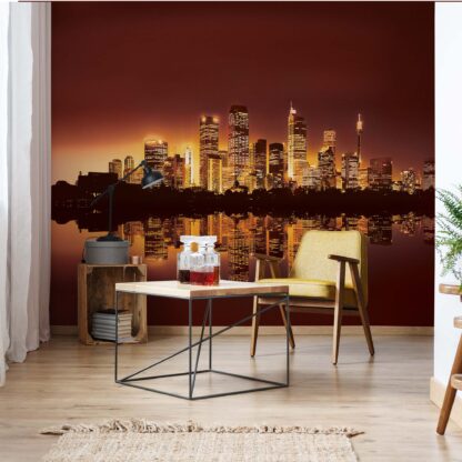 City Skyline At Sunset Orange(219WM)