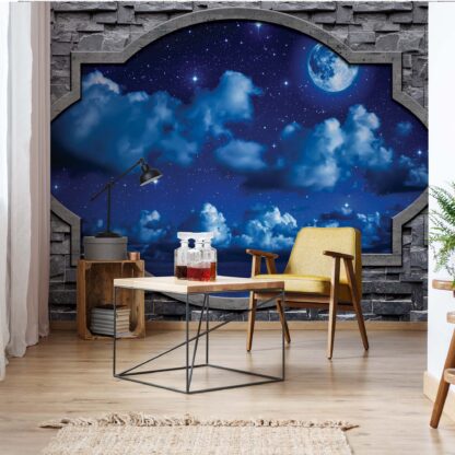 Dreamy Night Sky Stone Window View(2338WM)