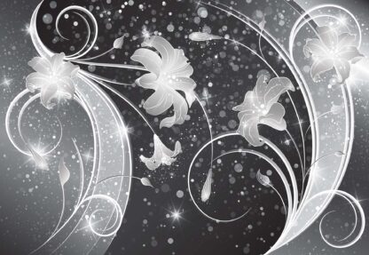 Ornamental Floral Design Black And Silver(2343WM) - Image 2