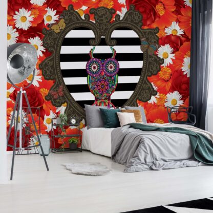 Floral Heart Owl Red(2386WM)