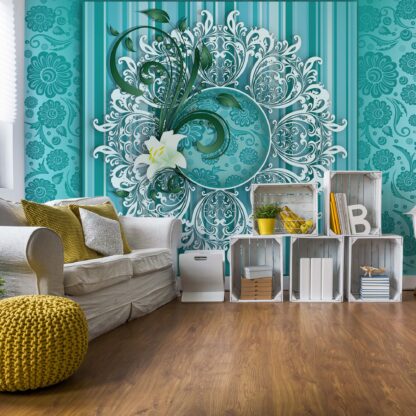 Vintage Floral Pattern Turquoise(2525WM)