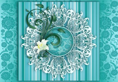 Vintage Floral Pattern Turquoise(2525WM) - Image 2