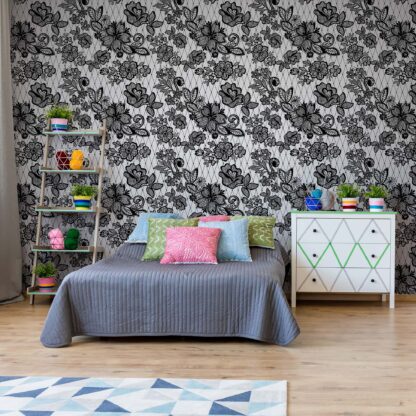 Modern Lace Pattern Black And White(2528WM)
