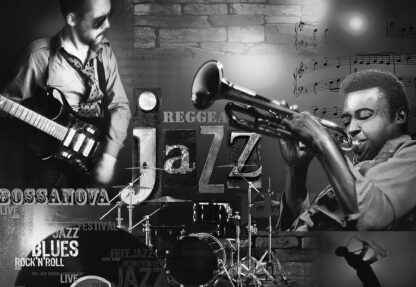 Music Jazz Black And White(253WM) - Image 2