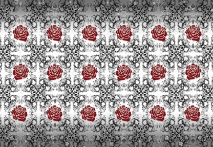 Roses Pattern Black White Red(2552WM) - Image 2