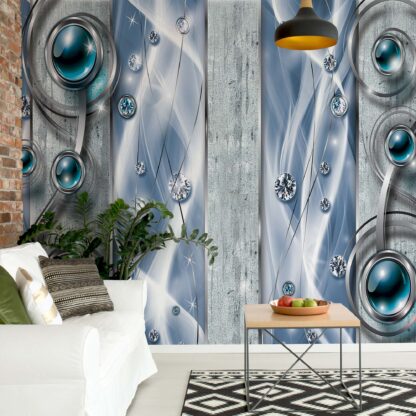 Luxury 3D Silver And Blue Ornamental Design(2596WM)