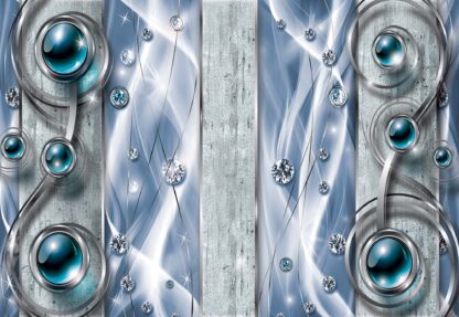 Luxury 3D Silver And Blue Ornamental Design(2596WM) - Image 2