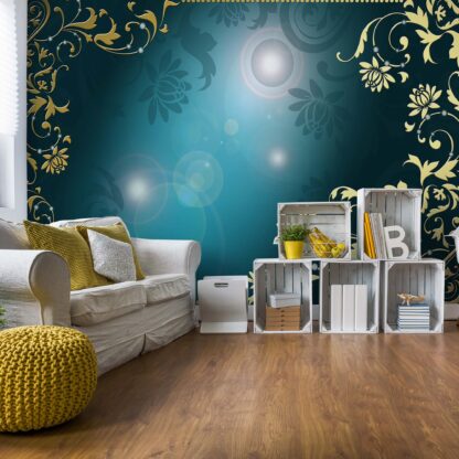 Floral Pattern Gold And Blue(2659WM)