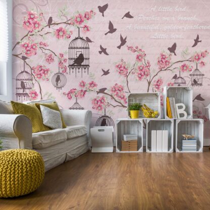 Cherry Blossom And Birds Vintage Design Pink(2775WM)
