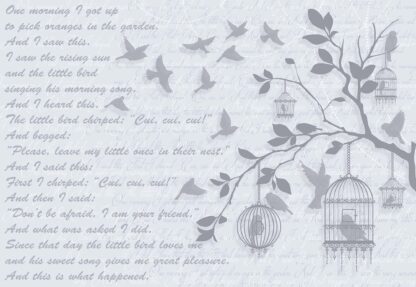 Cherry Blossom And Birds Vintage Design Light Blue(2778WM) - Image 2