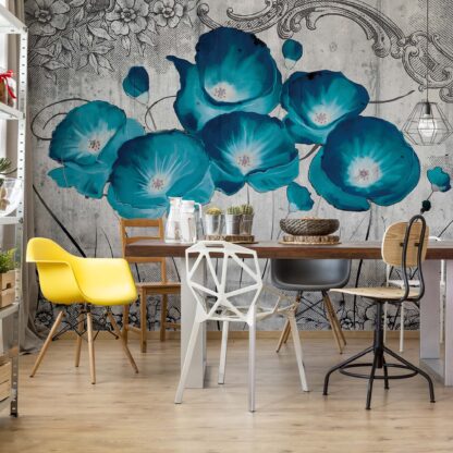 Vintage Flowers Blue Grey(2815WM)