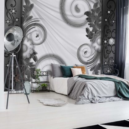 Ornamental Floral Design Black And White(2817WM)