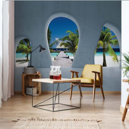 Tropical Beach 3D Concrete Arches View(2825WM)