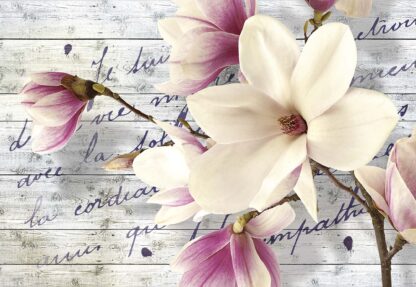 Magnolia Flowers Vintage Script Wood Texture(2878WM) - Image 2