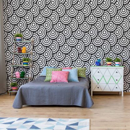 Circles Waves Pattern Black And White(2933WM)