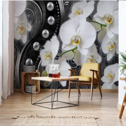Luxury Design Orchids Flowers Pearls(2973WM)