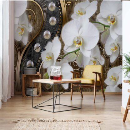 Luxury Design Orchids Flowers Pearls(2974WM)