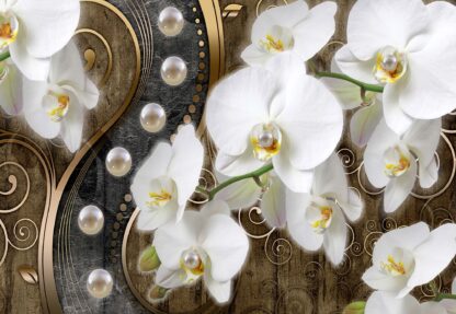 Luxury Design Orchids Flowers Pearls(2974WM) - Image 2