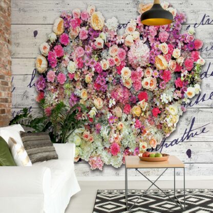 Flowers Heart Wood Planks Vintage Script(3129WM)