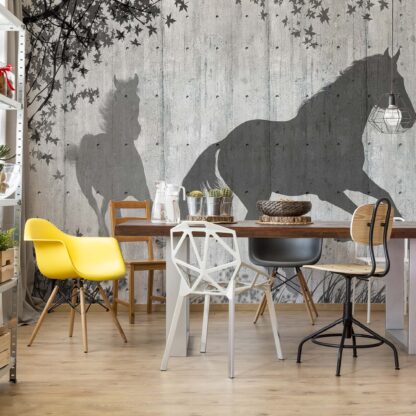 Horse And Nature Silhouette Concrete Texture Grey(3150WM)