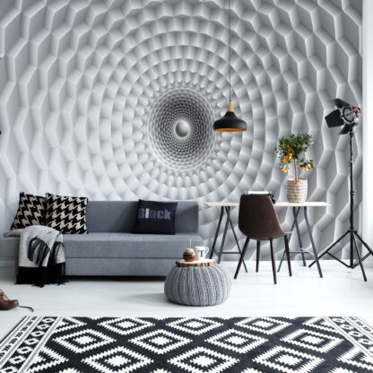 3D Grey Circular Design Optical Illusion(3182WM)