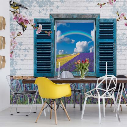Vintage Design Window View Lavender Fields(3225WM)