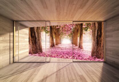 Forest Pink Blossom 3D Modern Window View(3298WM) - Image 2