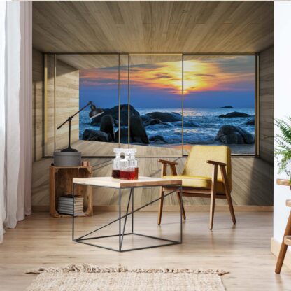 Beach Sunset 3D Modern Window View(3302WM)