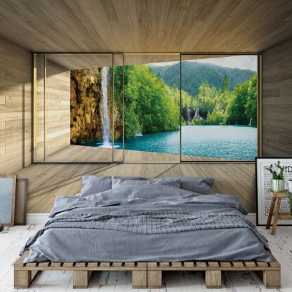 Waterfall Lake 3D Modern Window View(3314WM)