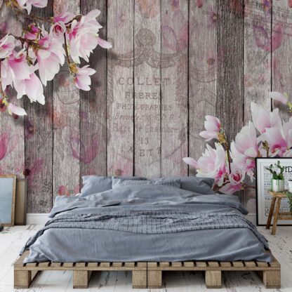 Flowers Vintage Script Rustic Wood Planks(3352WM)