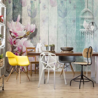 Flowers Vintage Script Rustic Painted Wood Planks(3353WM)